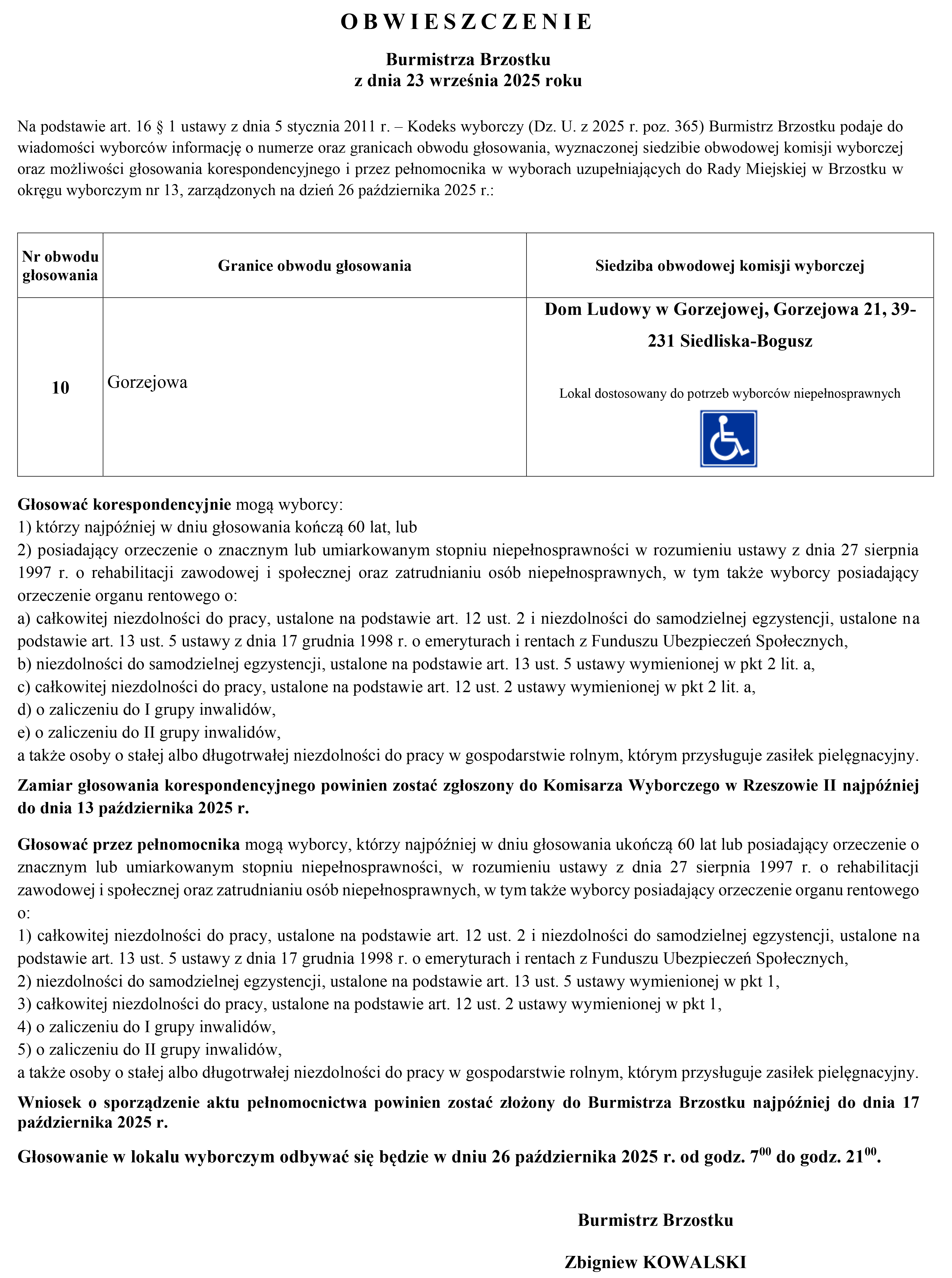 Obwieszczenie Burmistrza Brzostku o&nbsp;obwodach głosowania-Gorzejowa(2)