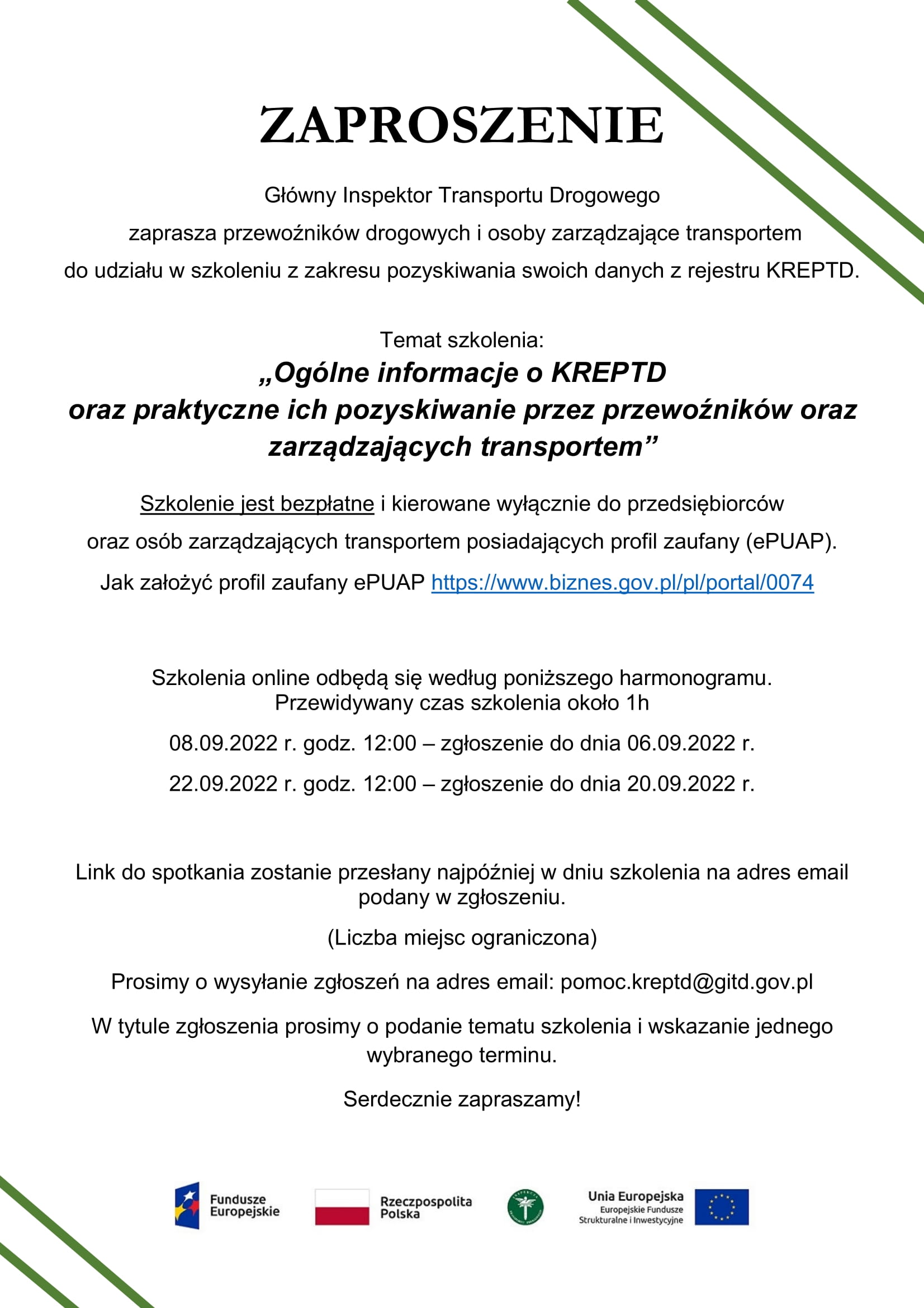 zaproszenie na szkolenie