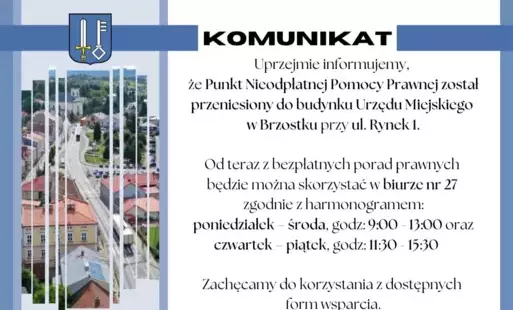 Zdjęcie do Przeniesienie Punktu Nieodpłatnej Pomocy Prawnej