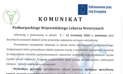 Zdjęcie do Komunikat Podkarpackiego Wojew&oacute;dzkiego Lekarza Weterynarii