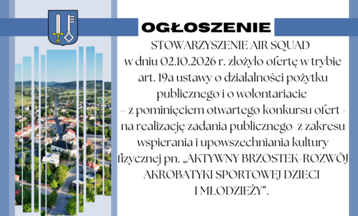 Zdjęcie do Oferta w trybie art. 19a ustawy o działalności pożytku publicznego i o wolontariacie &ndash; z pominięciem otwartego konkursu ofert - na realizację zadania publicznego  z zakresu wspierania i upowszechniania kultury fizycznej pn. &bdquo;AKTYWNY BRZOSTEK-ROZW&Oacute;J AKROBATYKI SPORTOWEJ DZIECI I MŁODZIEŻY&rdquo;